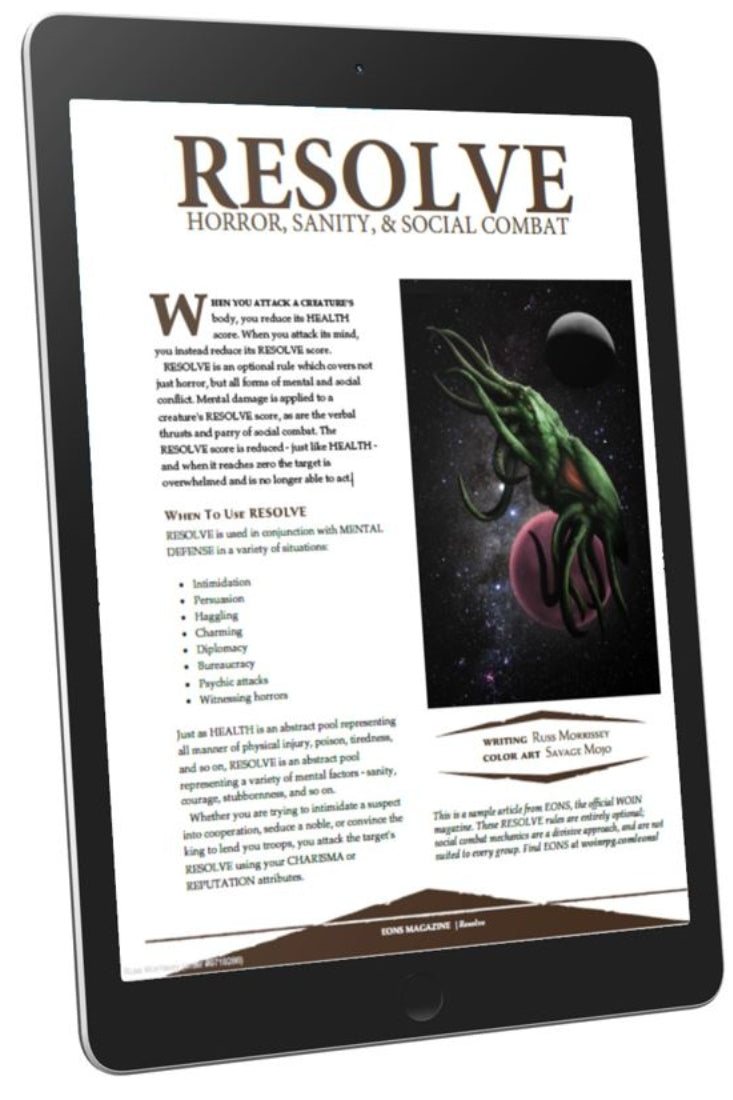 RESOLVE: Horror, Sanity, & Social Combat (WOIN)