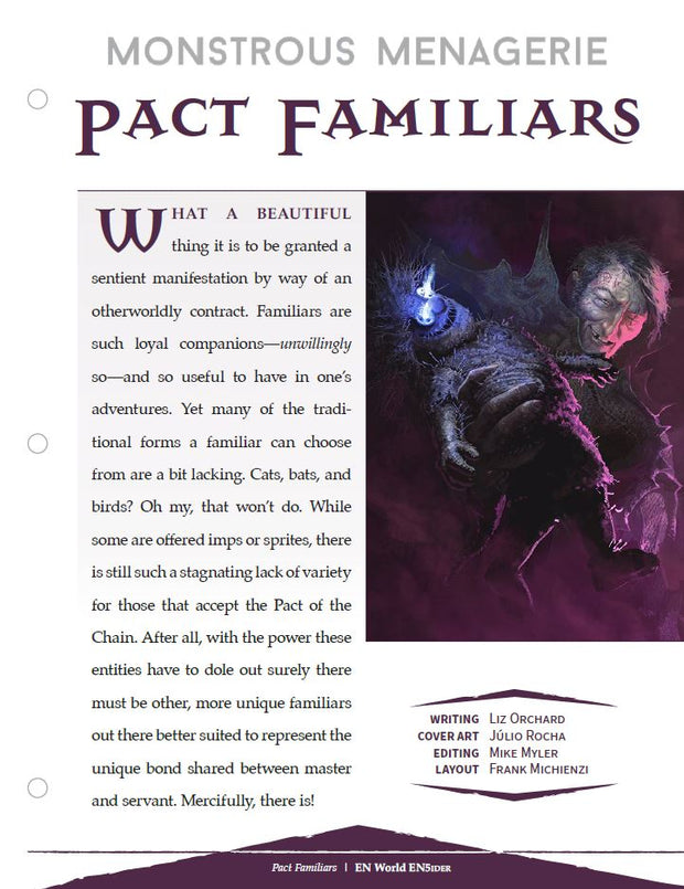 Monstrous Menagerie: Pact Familiars (D&D 5e)
