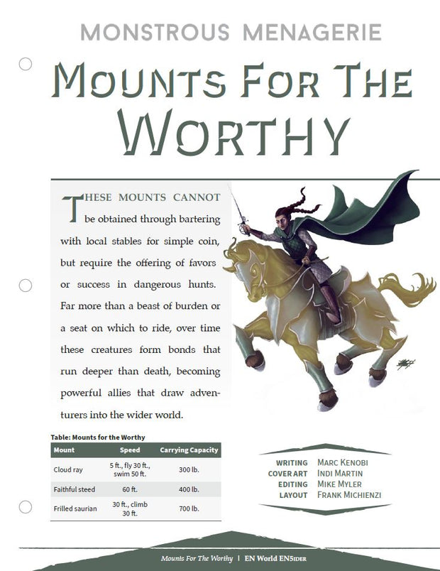 Monstrous Menagerie: Mounts For The Worthy (D&D 5e) 