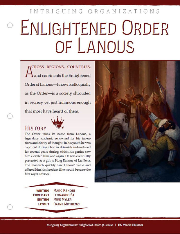 Intriguing Organizations: Enlightened Order of Lanous (D&D 5e) 