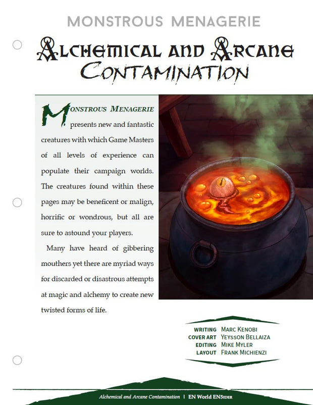 Monstrous Menagerie: Alchemical and Arcane Contamination (D&D 5e)