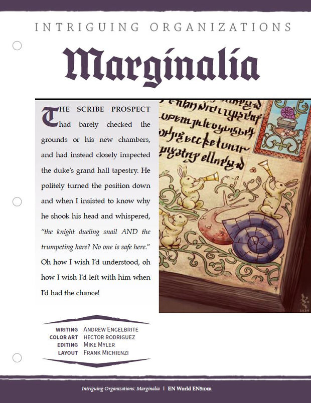 Intriguing Organizations: Marginalia (D&D 5e)