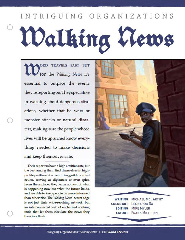 Intriguing Organizations: Walking News (D&D 5e)