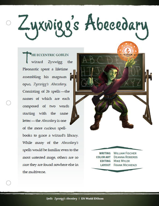Spells: Zyxwigg's Abecedary (D&D 5e)