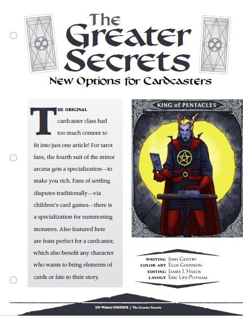 The Greater Secrets: New Options For Cardcasters (D&D 5e)