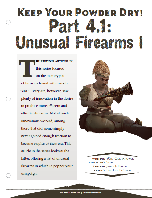 Keep Your Powder Dry! Part 4: Unusual Firearms I (D&D 5e)