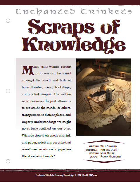 Enchanted Trinkets: Scraps of Knowledge (D&D 5e)