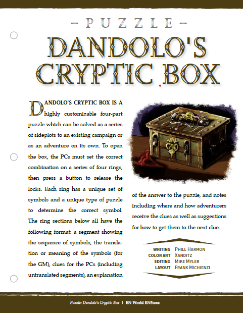 Puzzle: Dandolo's Cryptic Box (D&D 5e)