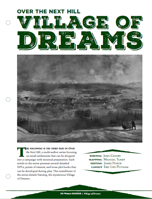 Over the Next Hill: Village of Dreams (D&D 5e)