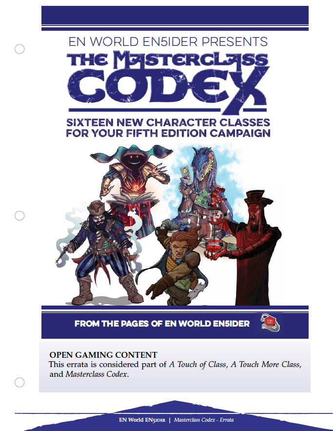 Masterclass Codex Errata File
