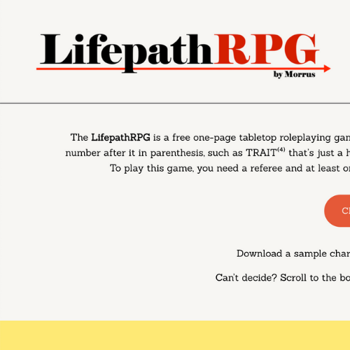 A new free game: Lifepath RPG