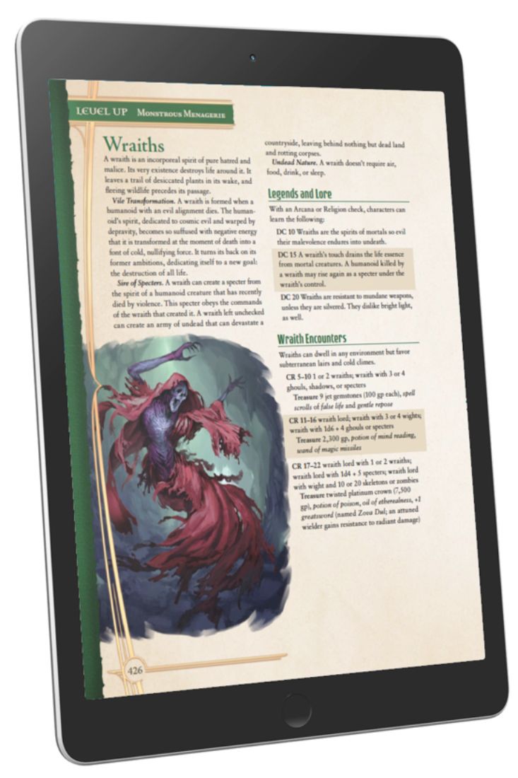 Level Up: Monstrous Menagerie Preview: Wraiths (A5E)