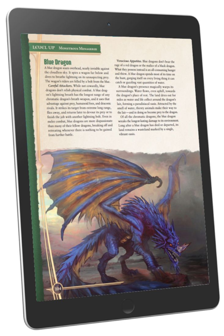 Level Up: Monstrous Menagerie Preview: Blue Dragon (A5E)