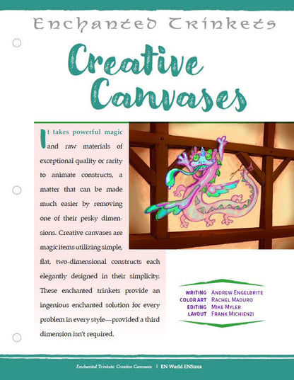 Enchanted Trinkets: Creative Canvases  (D&D 5e)
