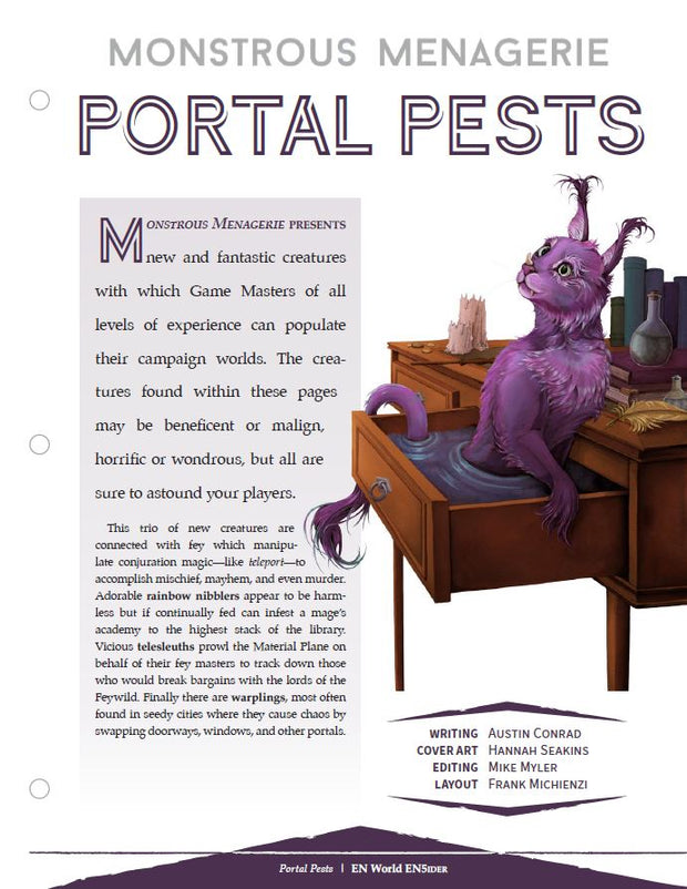 Monstrous Menagerie: Portal Pests (D&D 5e)