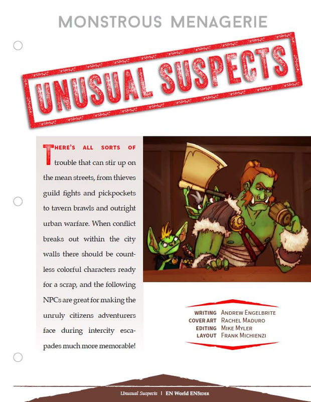 Monstrous Menagerie: Unusual Suspects (D&D 5e)