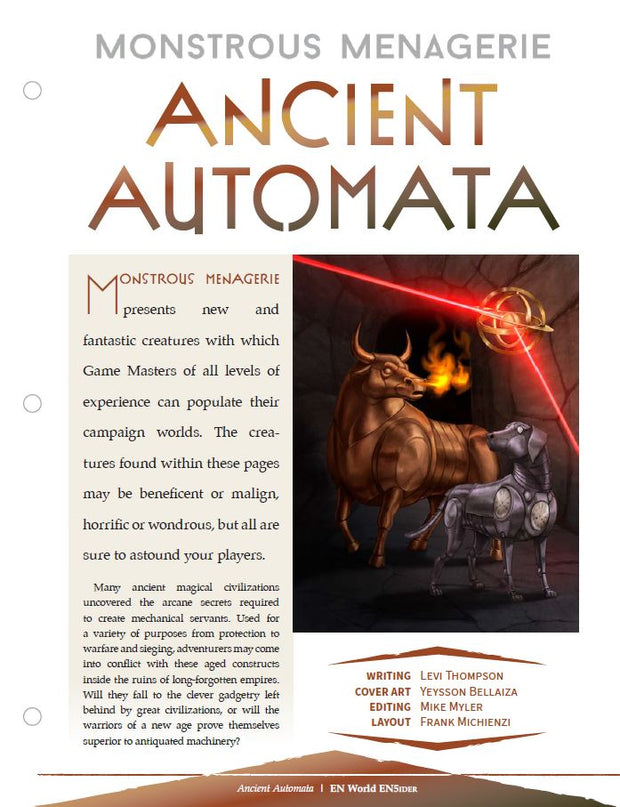 Monstrous Menagerie: Ancient Automata (D&D 5e)