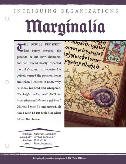 Intriguing Organizations: Marginalia (D&D 5e)