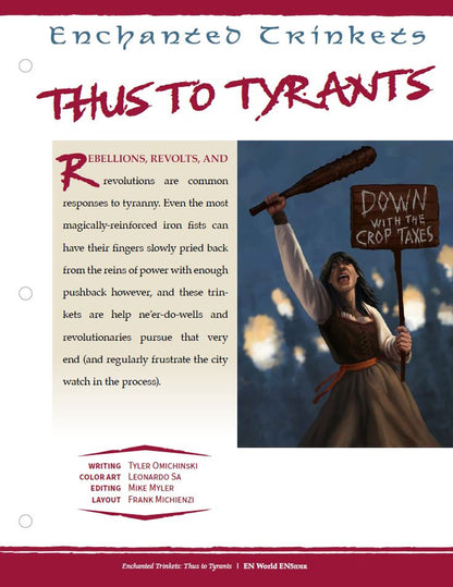 Enchanted Trinkets: Thus to Tyrants (D&D 5e)