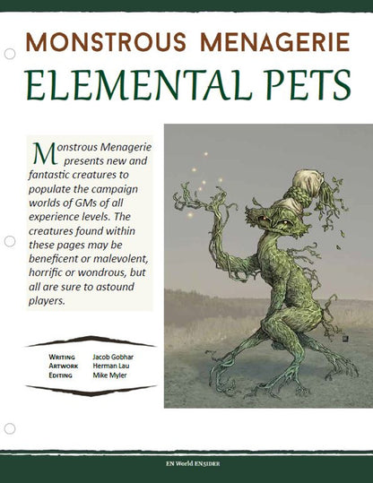 Monstrous Menagerie: Elemental Pets (D&D 5e)