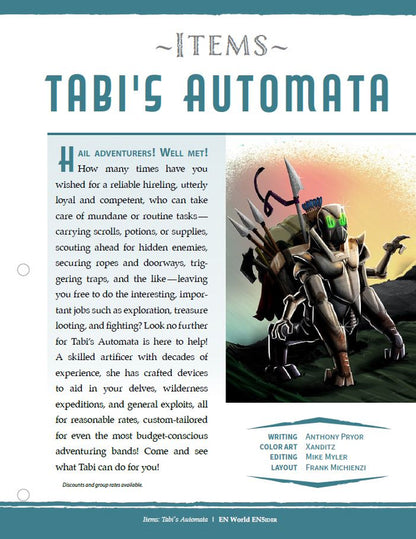 Tabi's Automata (D&D 5e)