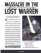 Load image into Gallery viewer, Mini-Adventure: Massacre in the Lost Warrens (D&amp;D 5e)