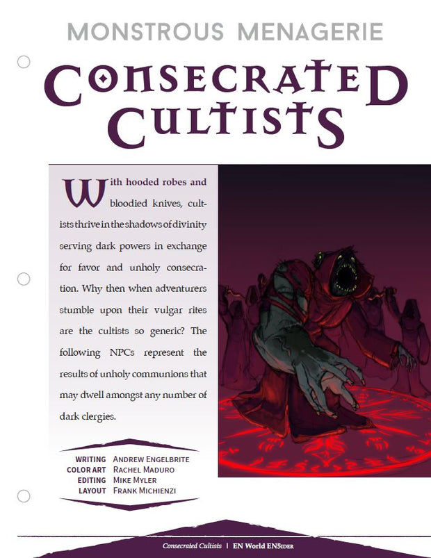 Monstrous Menagerie: Consecrated Cultists (D&D 5e)