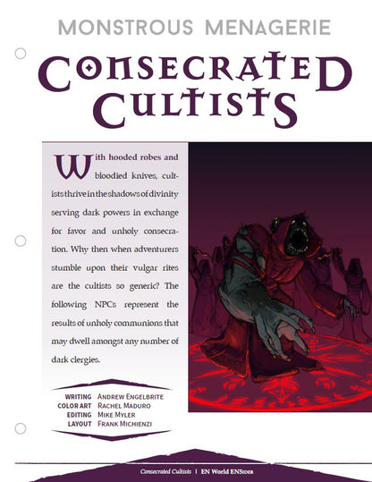 Monstrous Menagerie: Consecrated Cultists (D&D 5e)