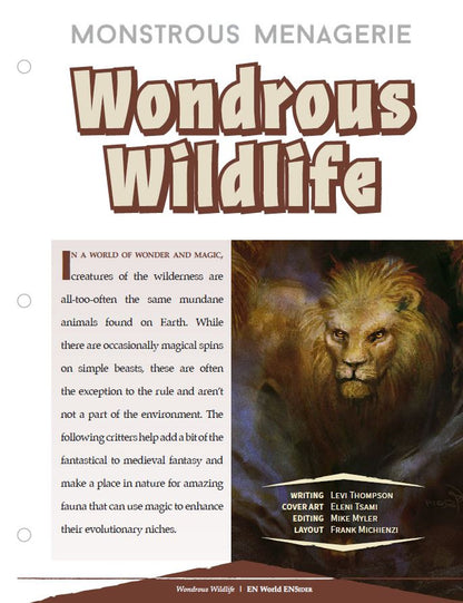 Monstrous Menagerie: Wondrous Wildlife  (D&D 5e)