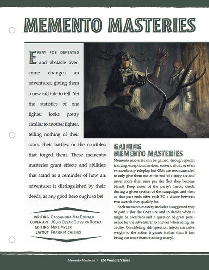 Rules: Memento Masteries (D&D 5e)