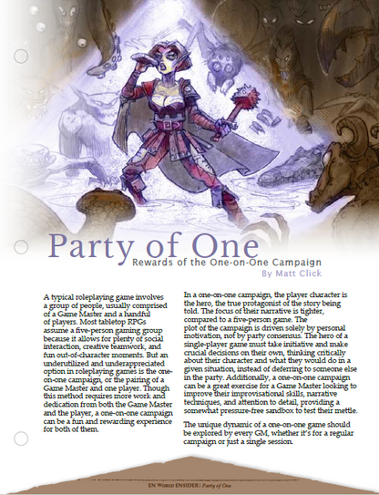 Party of One: Rewards of the One-on-One Campaign (D&D 5e)
