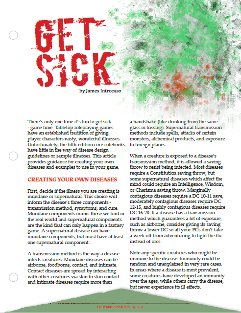 Get Sick: Six New Diseases (D&D 5e)