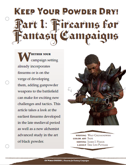 Keep Your Powder Dry! Part 1: Firearms for Fantasy Campaigns (D&D 5e)