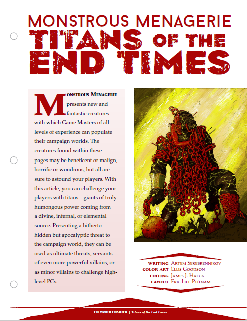 Monstrous Menagerie: Titans of the End Times (D&D 5e)