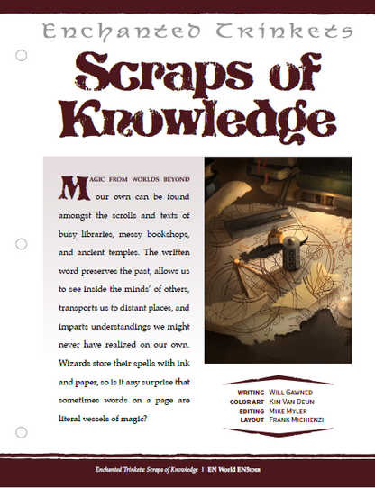 Enchanted Trinkets: Scraps of Knowledge (D&D 5e)