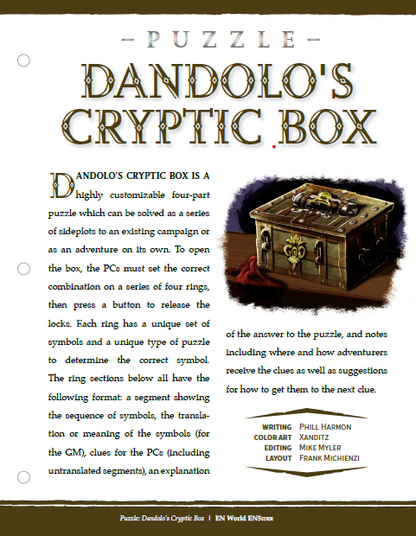 Puzzle: Dandolo's Cryptic Box (D&D 5e)