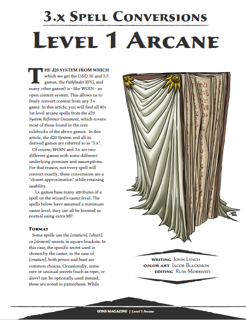 3.x Spell Conversions: Level 1 Arcane (WOIN)