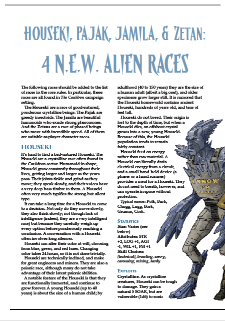 Houseki, Pajak, Jamila, & Zetan: 4 N.E.W. Alien Races (WOIN)