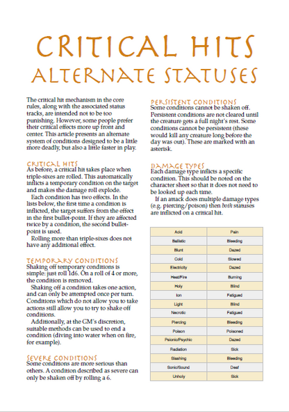 Conditions & Critical Hits (WOIN)