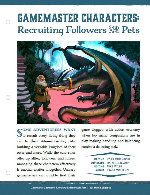 Gamemaster Characters: Recruiting Followers & Pets (D&D 5e)