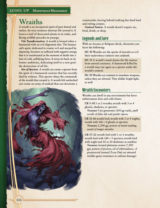 Level Up: Monstrous Menagerie Preview: Wraiths (A5E)